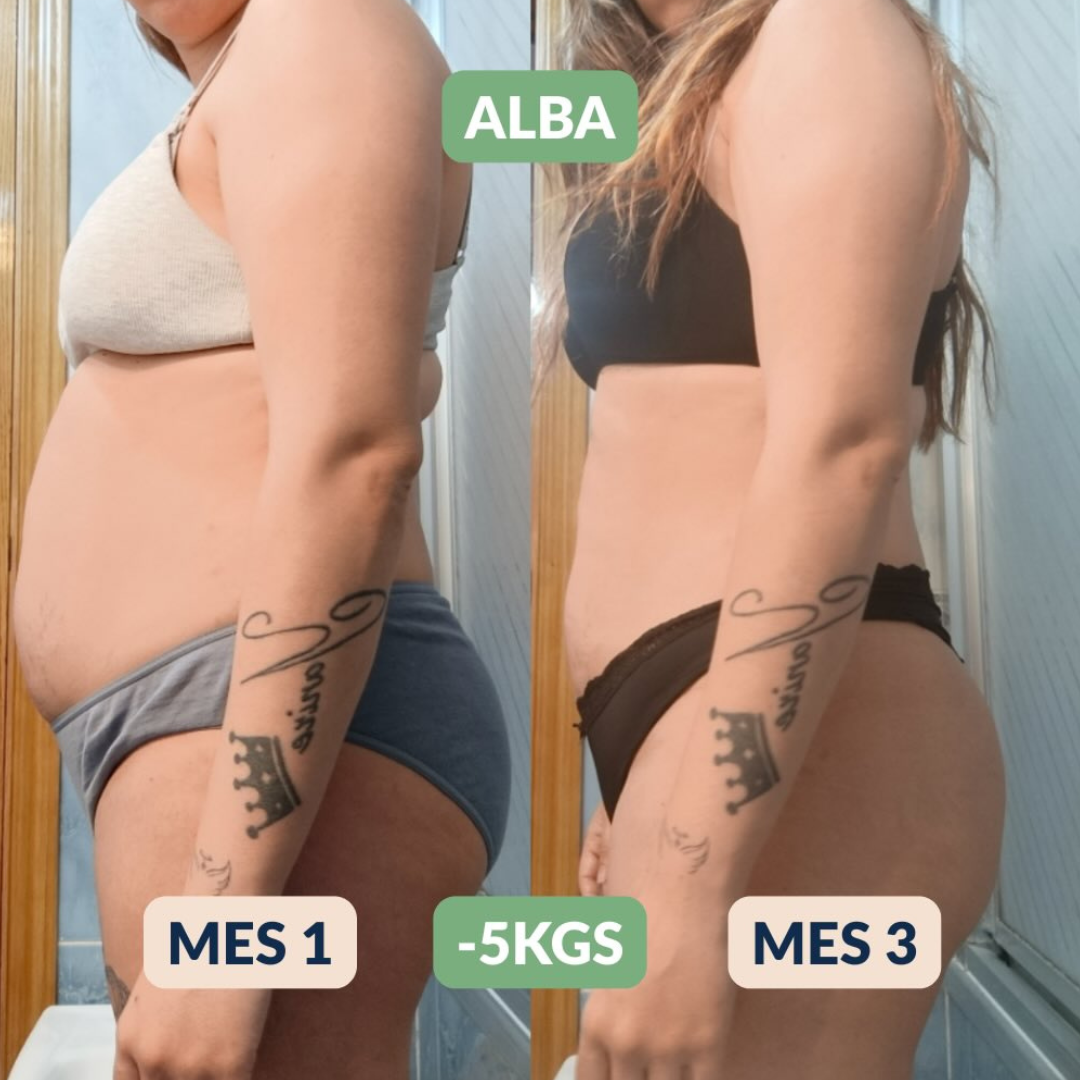 Cambio físico de una alumna, antes y después